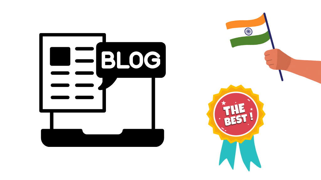 blog icon on laptop with Indian flag and best badge